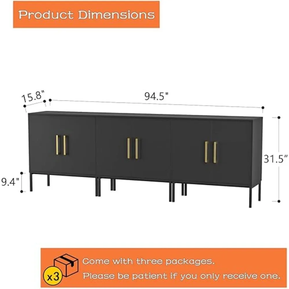 Set of  Accent Storage Cabinet with Doors and Adjustable Shelf, Freestanding Modern Sideboard Buffet Cabinet for Office, Dining