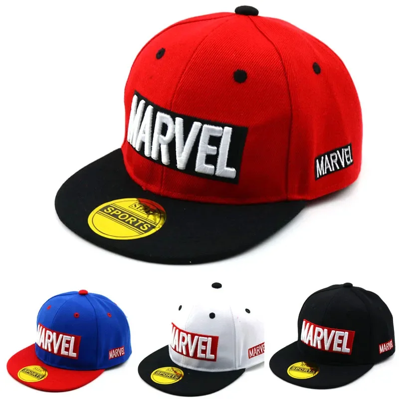 Disney Kid\'s Baseball Cap Avengers 2024 Spiderman Captain American Flat brim Hat Boys Girls Baby Children Caps