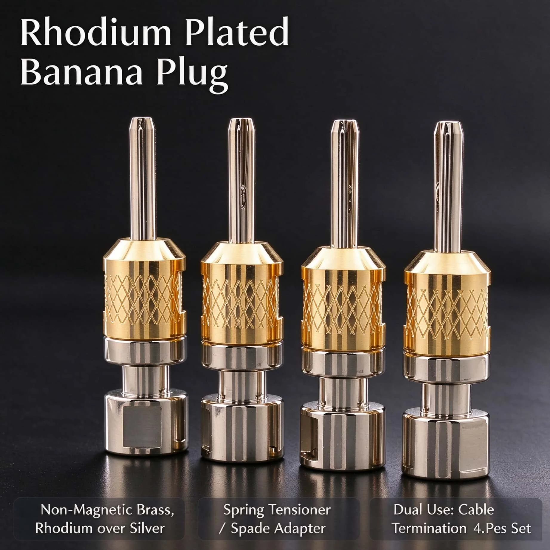 4/8PCS Gold Plated Locking Banana Plug Y Fork Dual Use Speaker Cable Connector Screw for HIFI Amplifier Binding Post Wire DIY