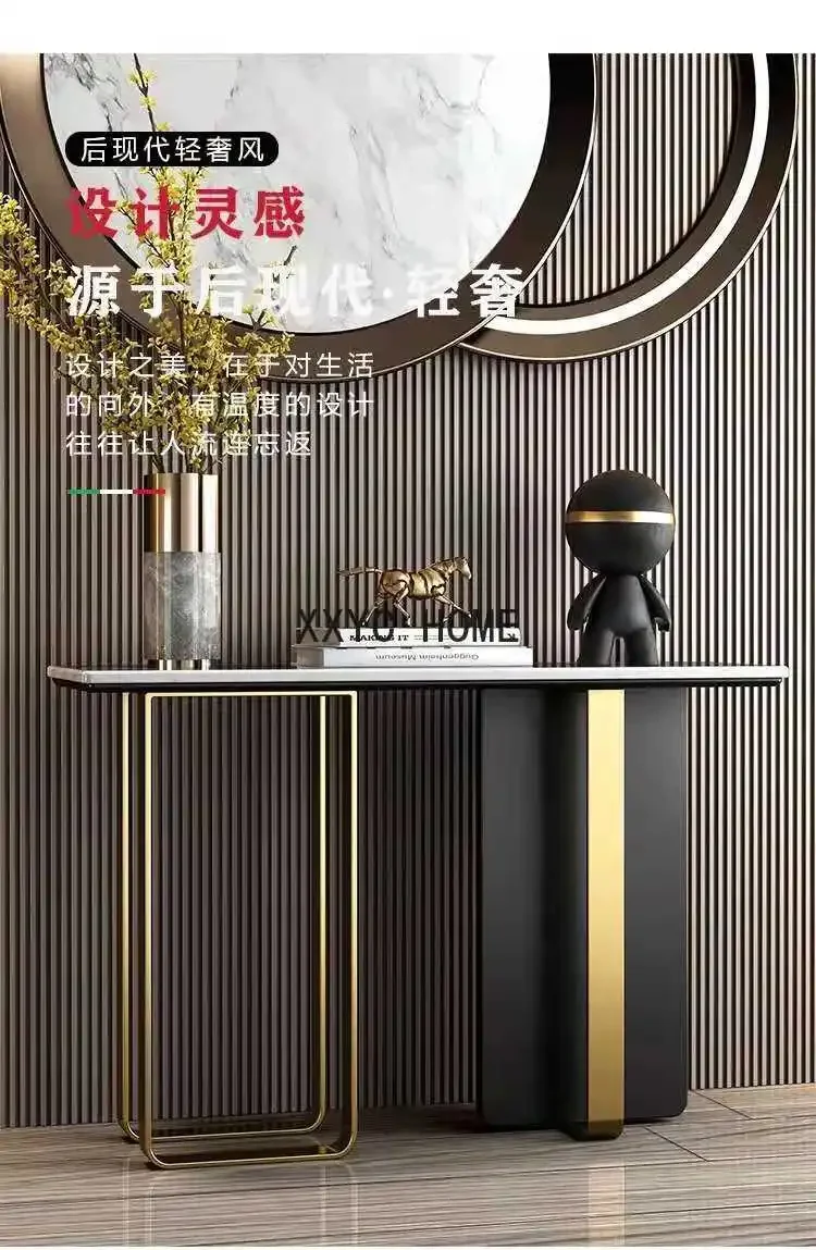 Affordable Luxury Style Marble Porch Table Entrance Cabinet Modern Minimalist Wall-Mounted Stone Plate Side View Table