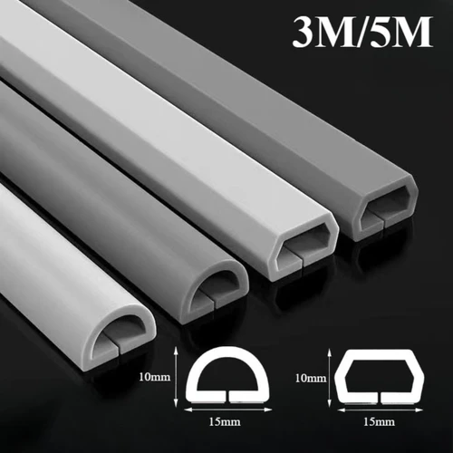 Imagen 1 del producto Carrera de cable adhesivo invisible de 15 mm, 3 m/5 m, protector de cable antipaso, cubierta de cable suave con tapa para uso en pared, hogar y oficina