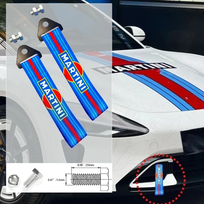 For Martini High Strength Nylon Tow Strap Car RACING Towing Ropes Bumper Martinis Accessories for Panamera 911 917 917LH 918 e46
