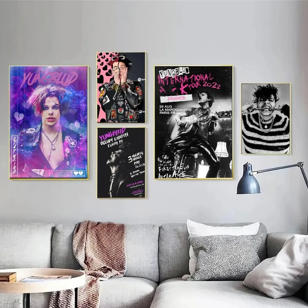 Yungblud New Custom Rock Classic Movie Posters Fancy Wall Sticker for Living Room Bar Decoration Room Wall Decor