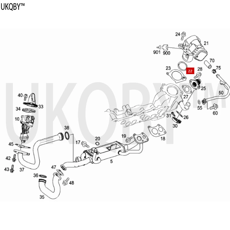 Me rc ed es A0259973448 sealing ring connected to exhaust gas recirculation valve on the boost air distribution pipe