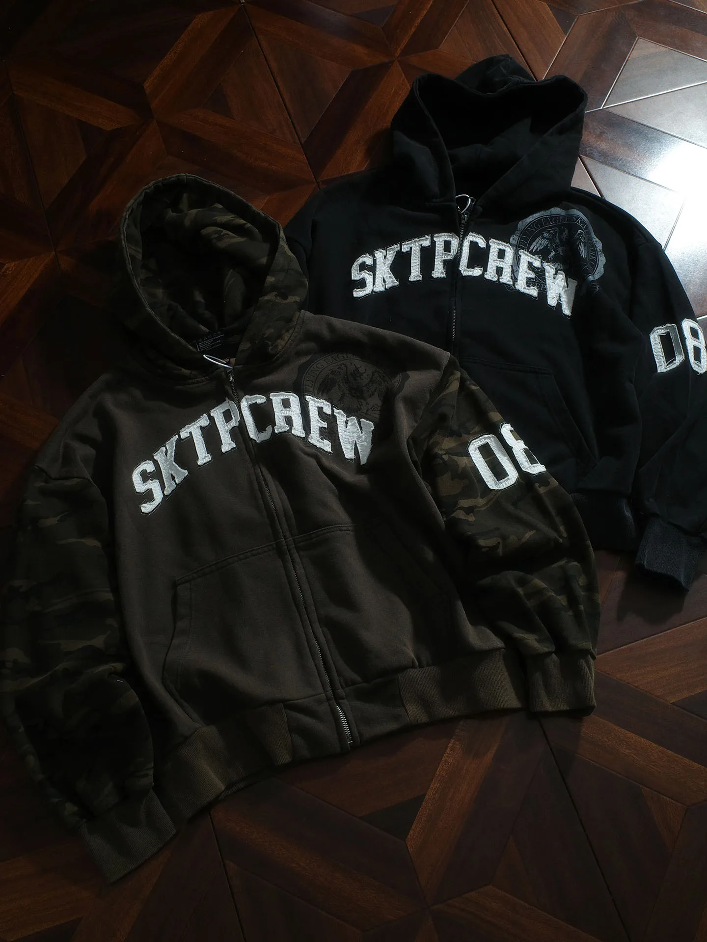 Jaqueta com Capuz Estilo Americano em Camuflagem, Corte Solto, Unissex, Cardigan com Zíper, Manga Longa, Roupas de Outono par...