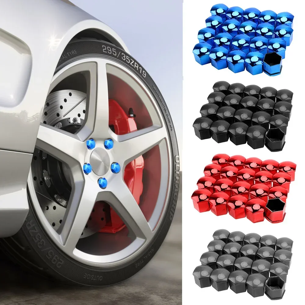 20 Pcs Car Wheel Nut Caps 17mm/19mm/21mm Auto Hub Screw Cover Black Plastic Anti Dust Car Wheel Nut Bolt Covers Tire Accessories