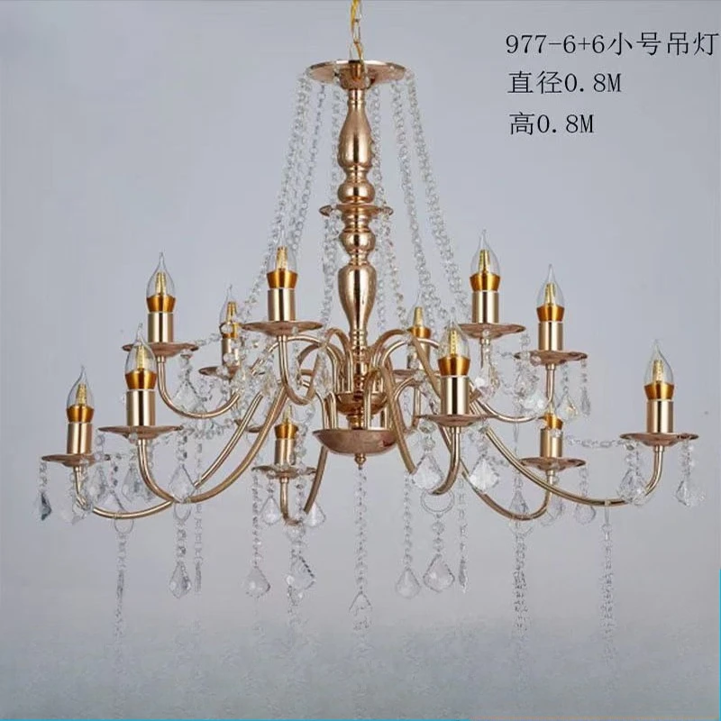 

New crystal chandelier electroplated wrought iron wedding hall decoration props lighting
