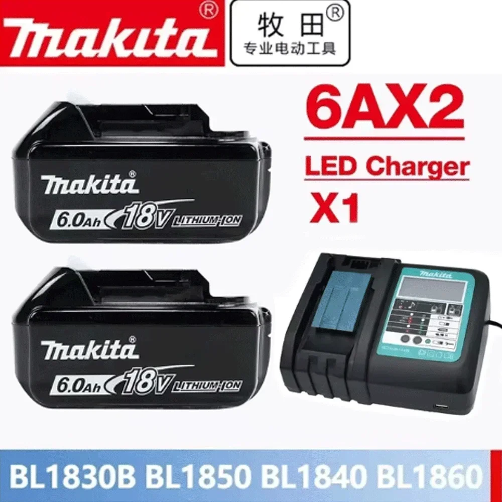 

LXT 100% Original Makita Rechargeable Power Tool Battery, Replaceable LED Lithium-ion, 6.0 Ah 18V BL1860B BL1860BL1850 BL1830