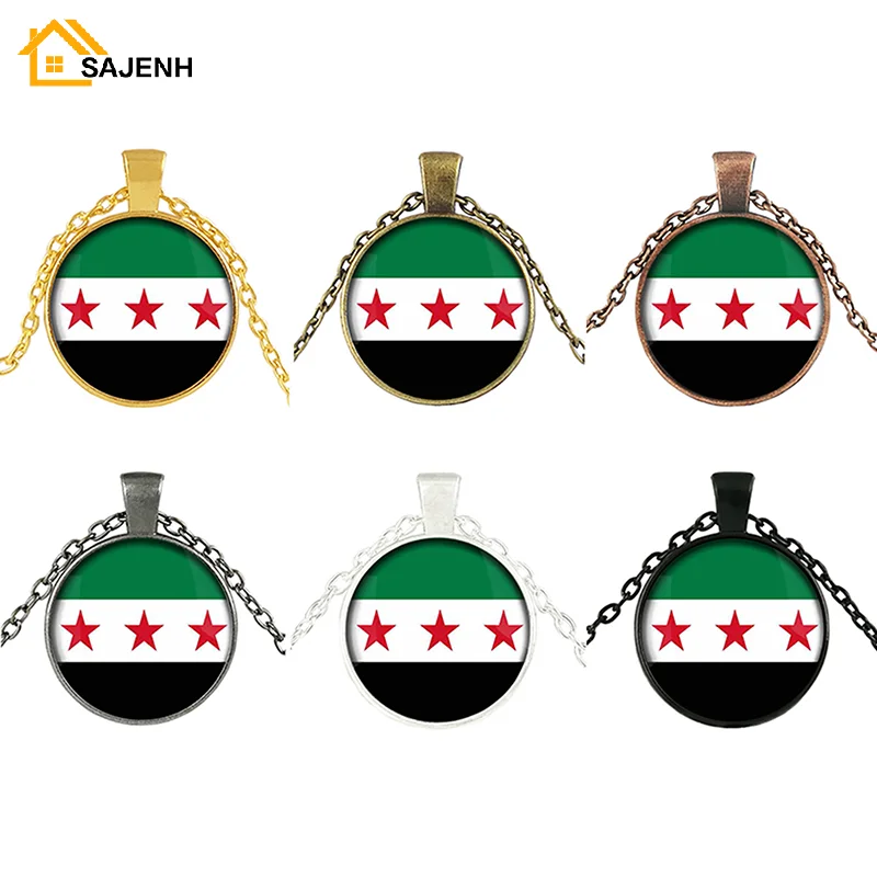 Unique Syria Map Pendant Necklaces Traditional Flag Pendant Friendship Necklace For Women Men Jewelry Holiday Party Gift