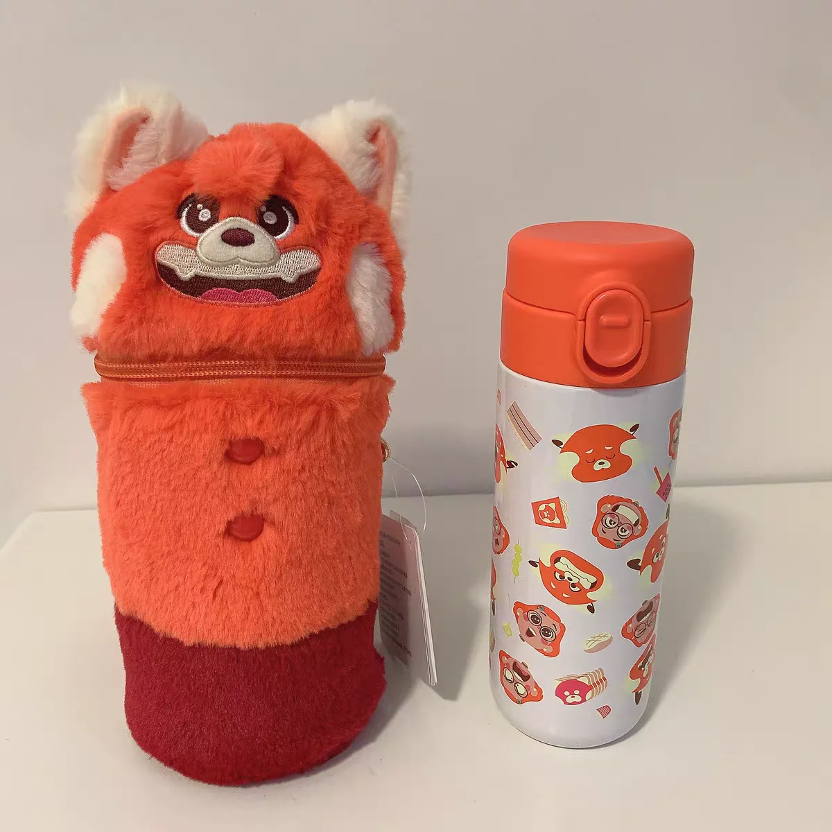 Turning Red Mei Red Panda Plush 2 in 1 Pillow Shawl Blanket Stainless Steel Insulated Water Bottle With Cartoon Plush Sleeve Fan