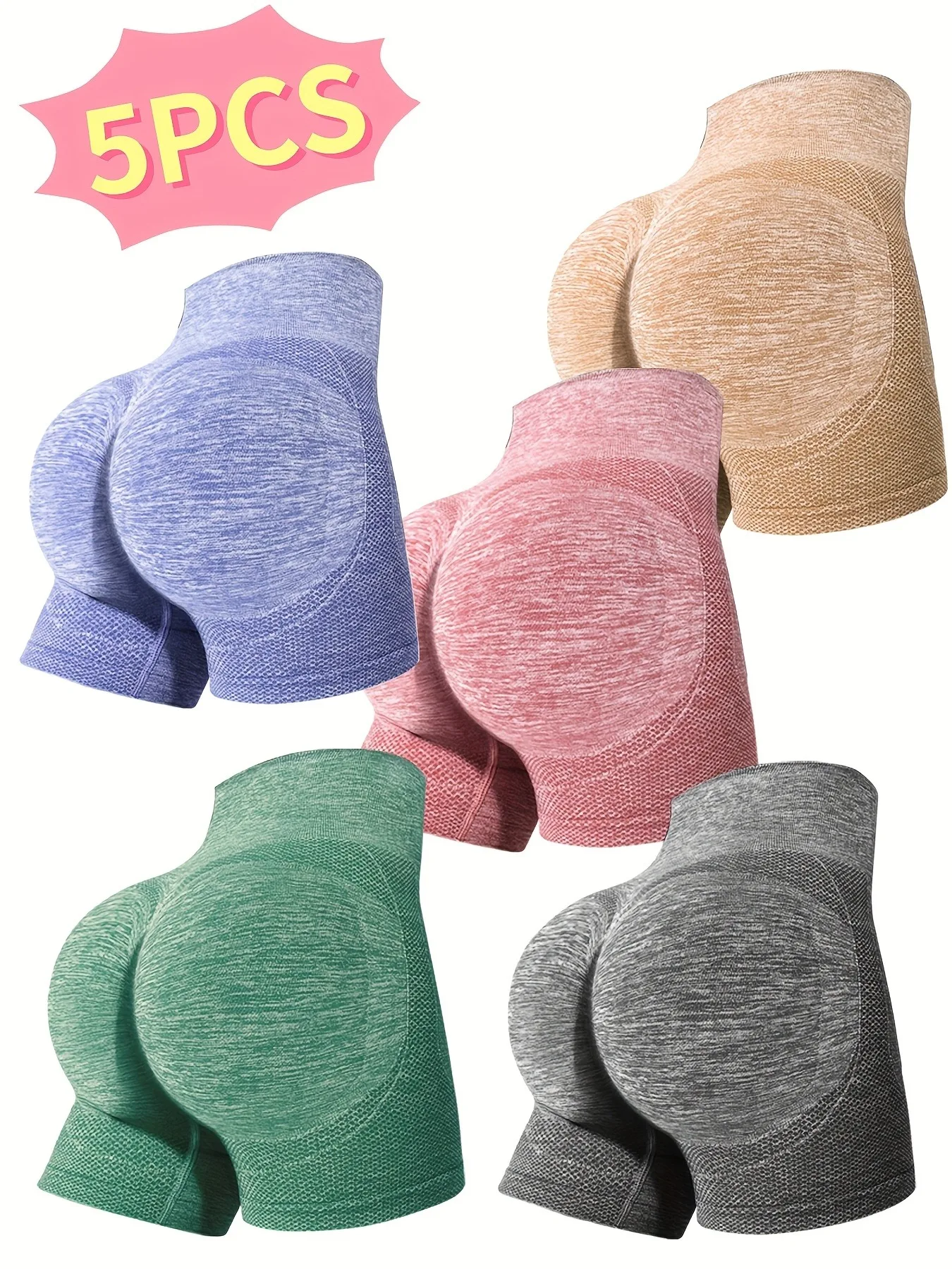 

Pack 5 Shorts de Yoga Mujer, Control Abdominal y Levanta Glúteos, Sin Almohadillas, Alto Soporte para Fitness y Entrenamiento