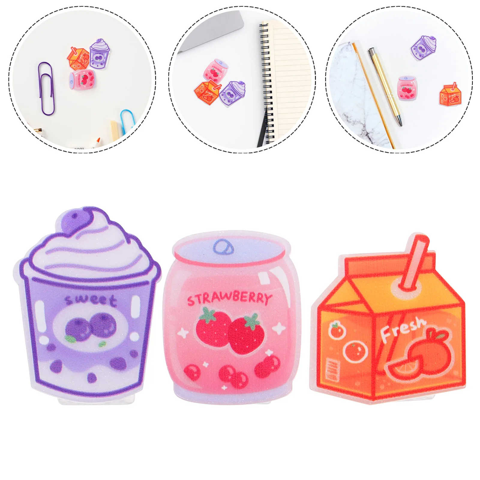 

15pcs Creative Clips Cute Cartoon Binder Paper Document Clamps Multi-Use Office Study Supplies Lightweight Portable Acrylic