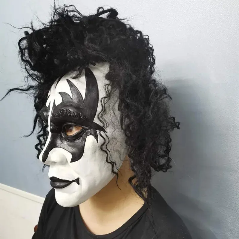 هالوين قبلة جين سيمونز الرصاص المغني اللاتكس قناع الموسيقى الكهربائية مهرجان تأثيري أقنعة الرعب فستان الحفلات الدعائم الأداء