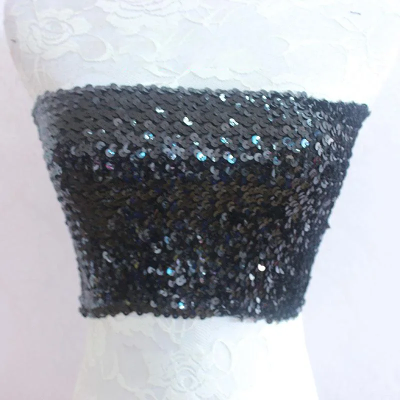 Corset sans bretelles à sequins pour femme, haut court sexy, chemise de soutien-gorge camisole, vêtements de danse, haut précieux punk, fête sur scène