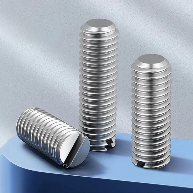 2-20Pcs 304 Stainless Steel M2 M2.5 M3 M4 M5 M6 M8 M10 Slotted Set Grub Screws Slotted Headless Screws Flat Point