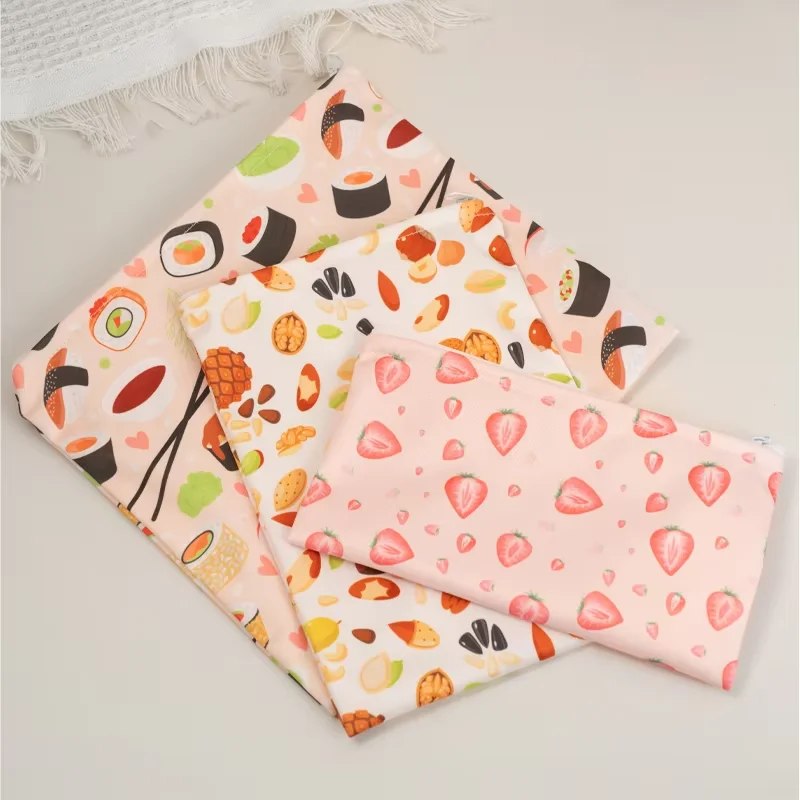 Sac humide lavable réutilisable 3 pièces-tissu en Carton, Anti-fuite pour le rangement des couches de bébé et organisateur de collations |   Sac de collation, sac sec et humide