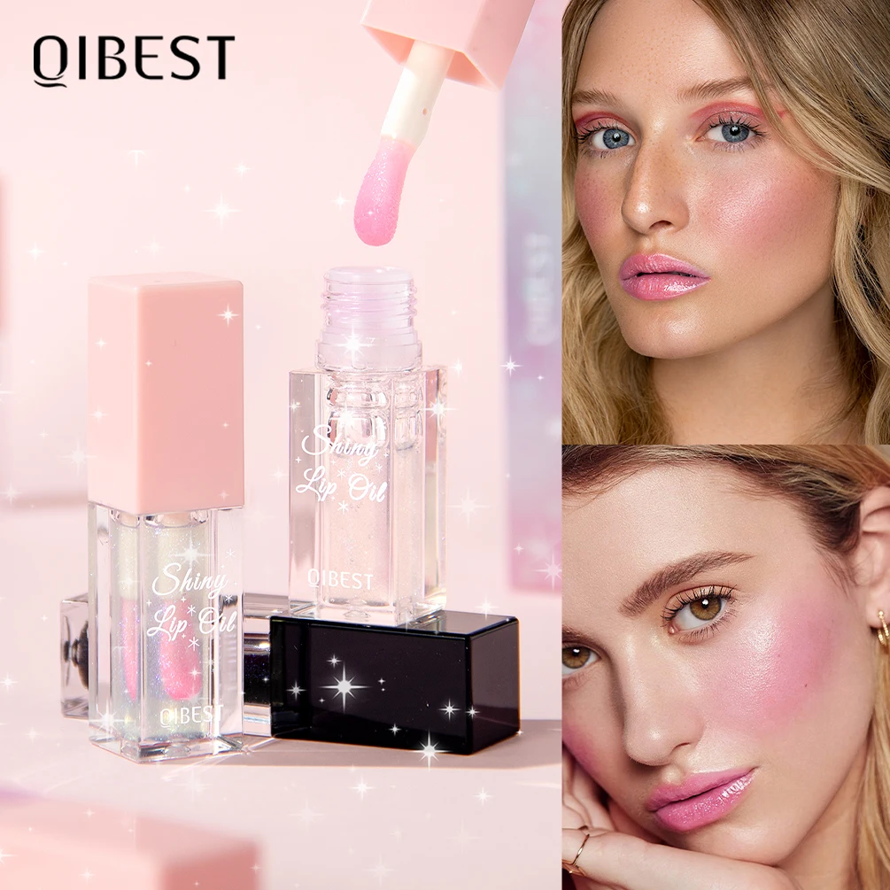 QIBEST 6Pcs Pearlescent Glassy Lip Plumper Oil Makeup Set Moisturizing Color Changing Lipgloss Natural Shimmer Lip Balm Cosmetic