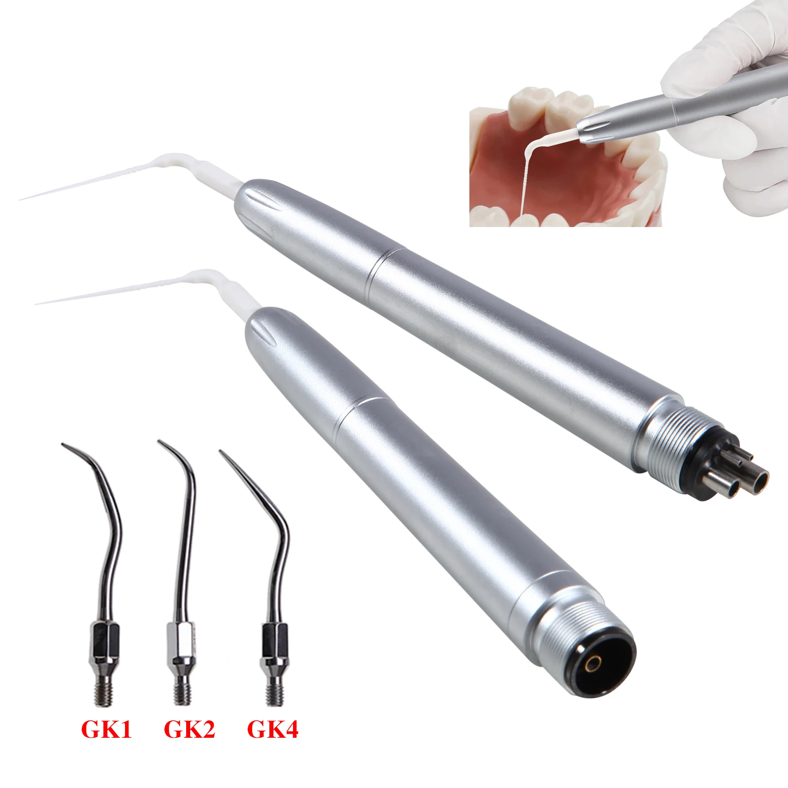 Dental Air Scaler Handpiece 2/4 Hole Root Canal Endo Irrigation 5 Tips +3 Pcs Scaler Tips Fit NSK KAVO