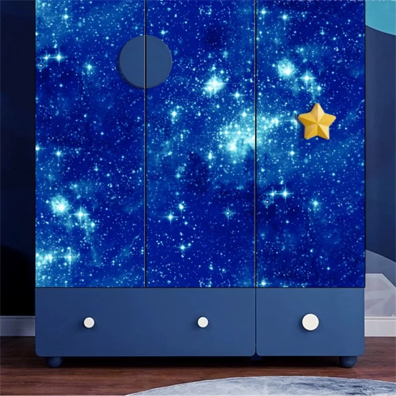 السماء المرصعة بالنجوم السقف ورق لاصق ذاتي خزانة حديد باب خزانة الملابس الأثاث القديم تجديد عنبر تغيير اللون #4