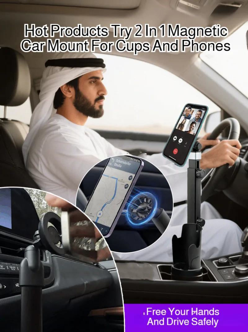 

Car Mug Phone Holder 360°Rotation 2 in 1 Magnetic Holder Car Mug Holder Magnetic adjustment Suction Cup Cell Phone Holder