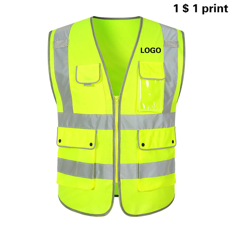 

Men'S Multi Pocket Reflective Vest Customized Logo Outdoor Cycling Hiking Roadworks Warning Travel Photography Fishing Jacket