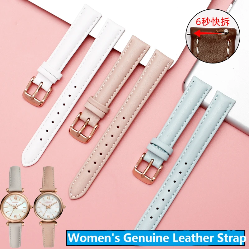 12mm 14mm 16mm 18mm 20mm Men Women Genuine Leather  Watch Band For Casio Fossil DW Folli Follie Watch Strap Bracelet Accessories