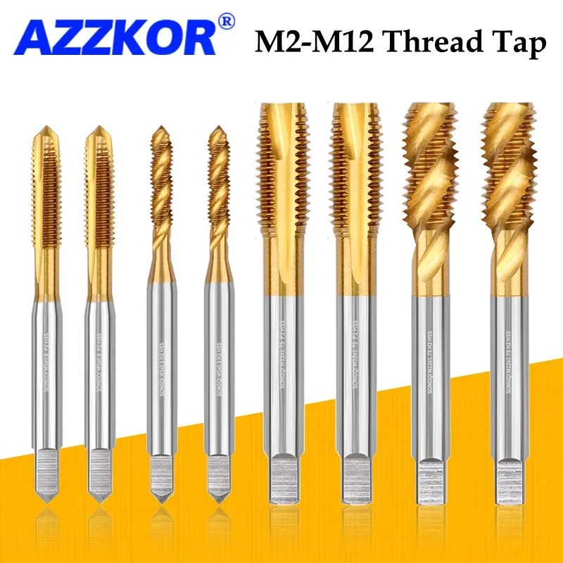 Spiral Flute Metric Thread Taps Straight Flute Machine Screw And Die Plug Set Machine Tap For HSS With Coating Titanium Material