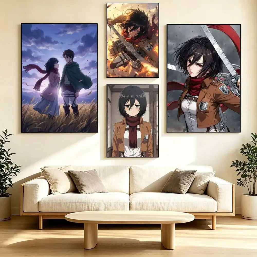 M-Mikasa Ackerman Attack on Titan  Poster High Quality Dorm Living Room Aesthetic Wall Decoration Painting Stickers Gift