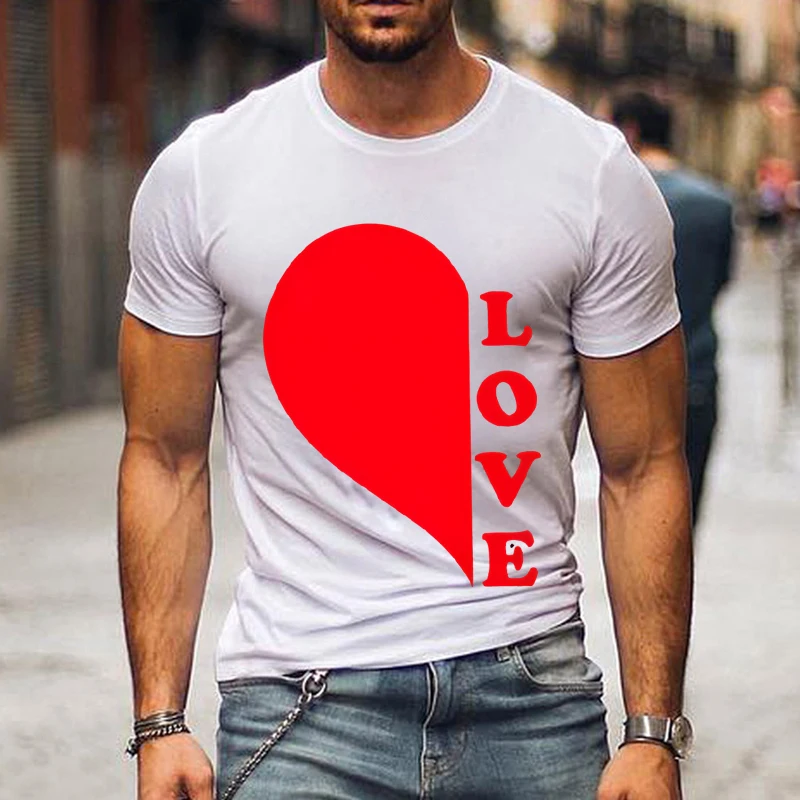 Love Letter Couples T Shirt Heart Graphics Couple Tshirt Summer Fashion Woman T-shirt Casual O-Neck Men Tops Lovers Tee Shirt