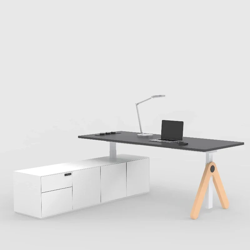 Durable eco-friendly wooden desktop steel desk adjustable height modern design waterproof and anti-fouling