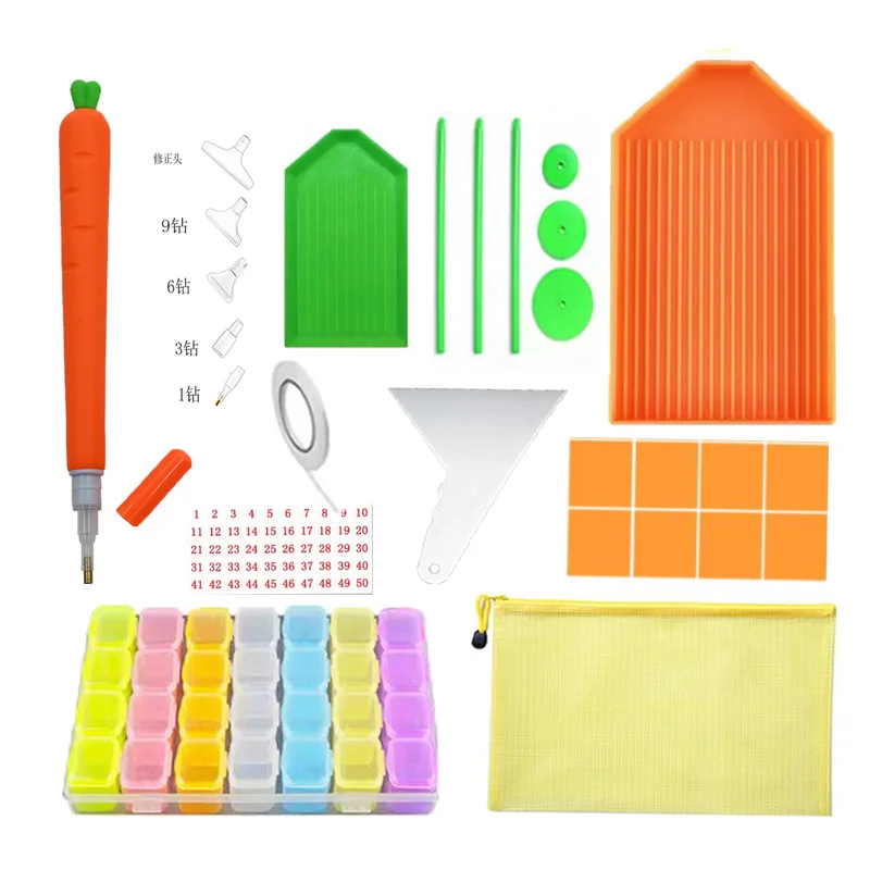 Diamond Embroidery Tools Carrot Pen Painting Accessories Bead Box DIY Plastic Storage Bead Tool Bag Diamond Plastic Tray Kit view 6