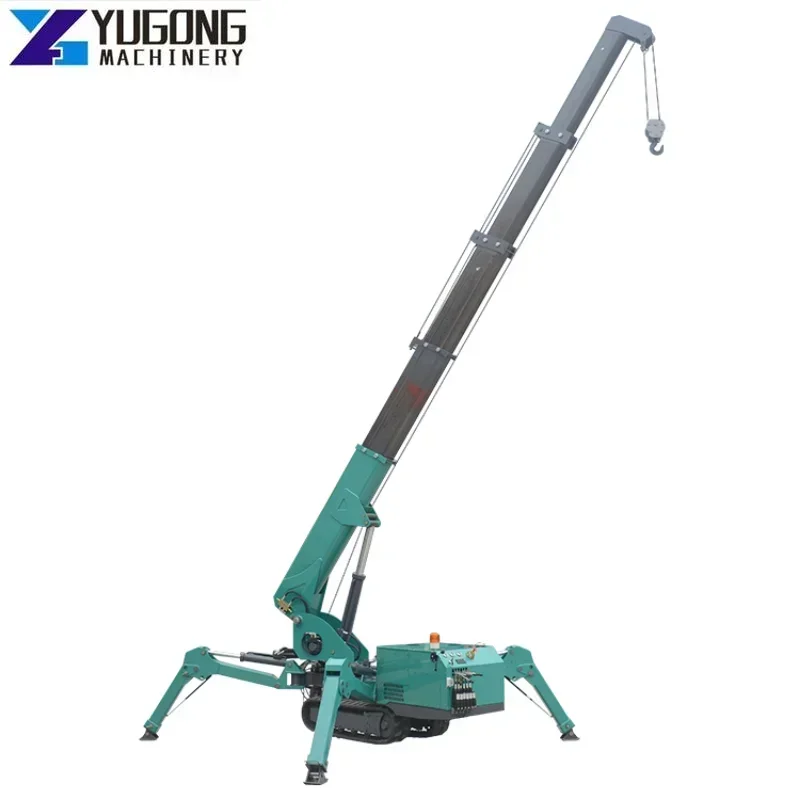 Automatic Crawler Crane Wind Speed Sensor Lifting Flatbed 8ton Crane Lifting Equipment Spider Crane Trailer Mounted Boom Lift