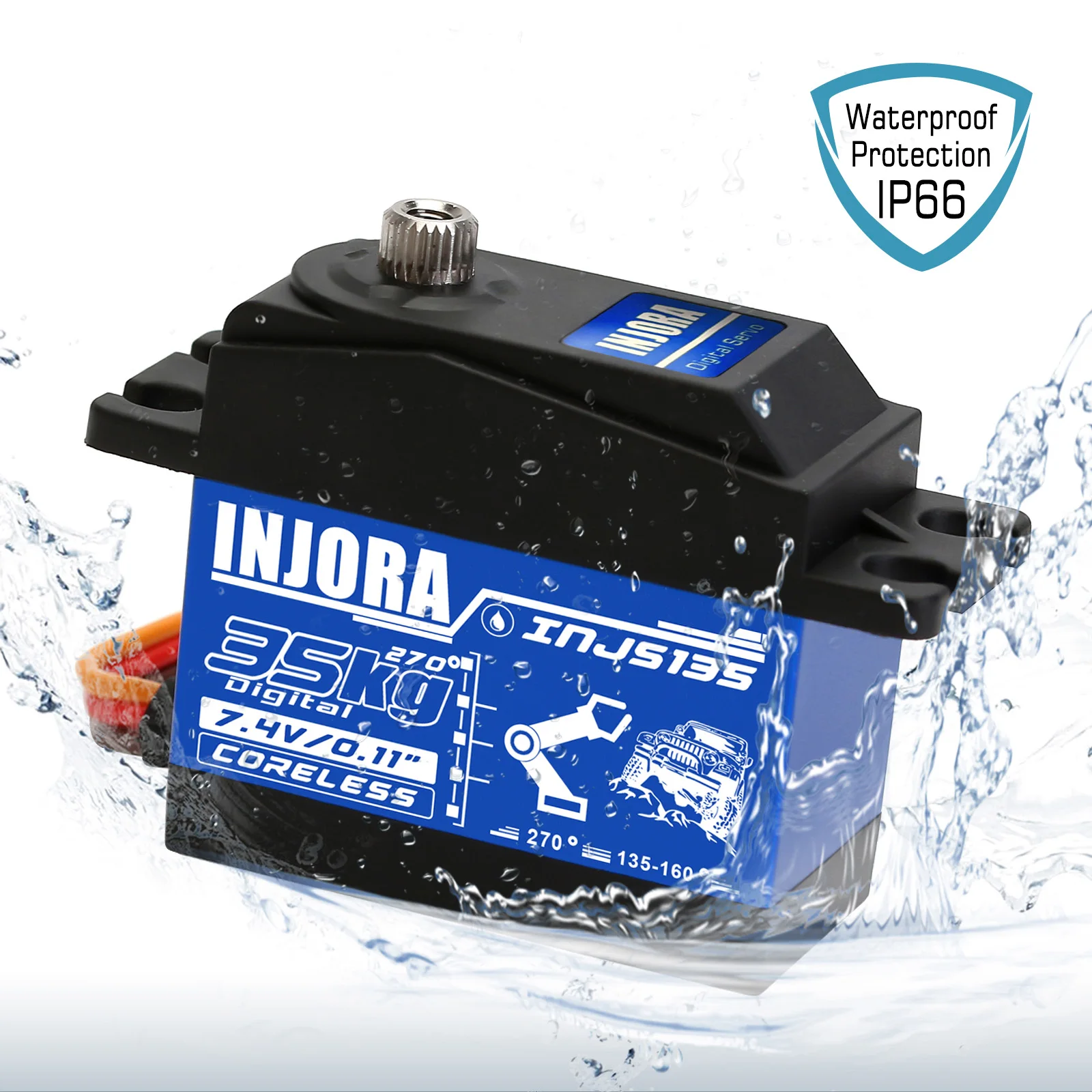 INJORA INJS135 35KG Waterproof Large Torque Digital Coreless Servo for RC Car Crawler Truck SCX10 TRX4 Robot Model (270 degrees)