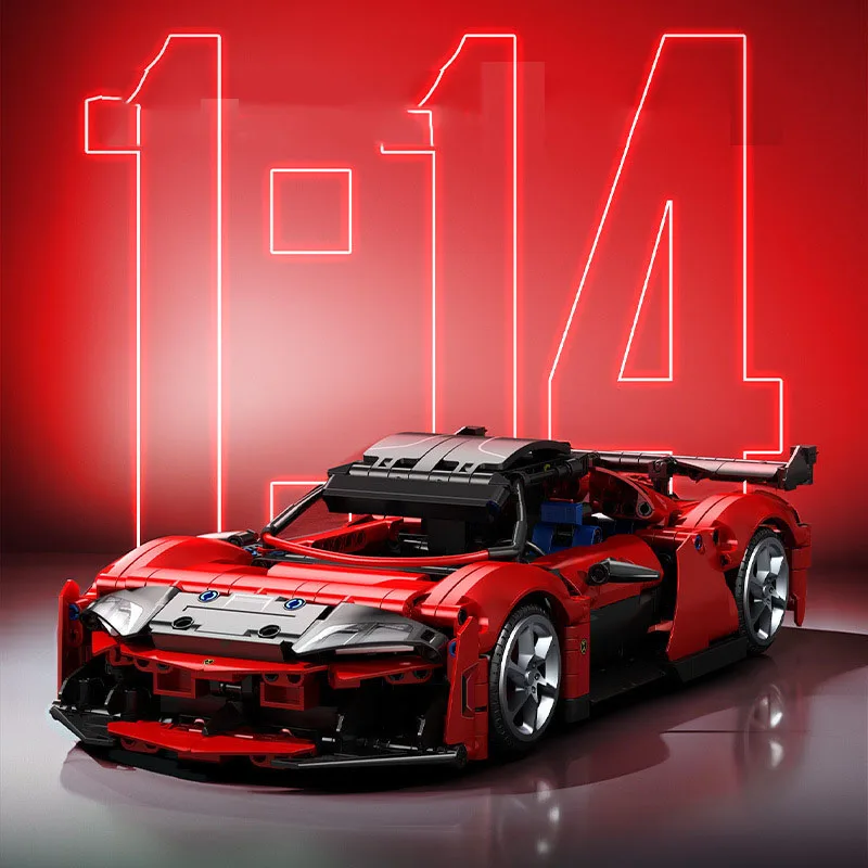 Mattoni tecnici Italia Super Sport Car Scala 1:14 F80 Building Block Modello Veicolo da corsa Supercar Collezione di giocattoli da costruzione
