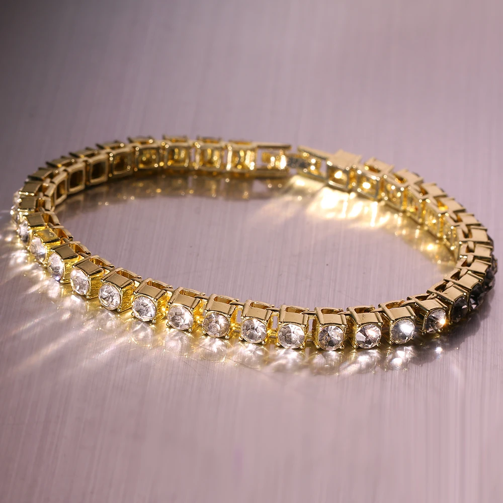 Emmaya Tennis Bracelets For Women Simple Luxury Round Crystal Gold Color Bangle Chain Wedding Girl Gift Wholesale Jewelry