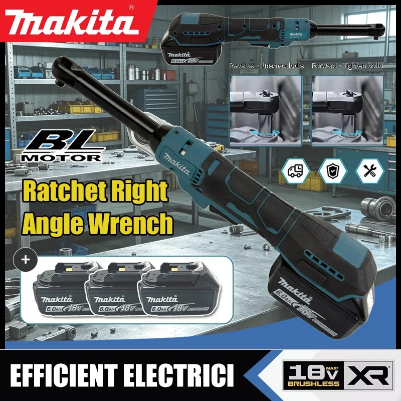 

Makita Ratchet Right Angle Wrench Brushless Cordless Driver Multifunction Variable Speed Power Wrench LED 18V Power Tools