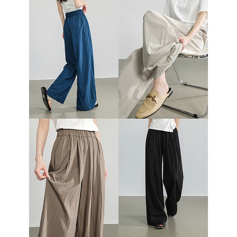 TOYOUTH Women Wide Leg Pants 2024 Summer New Wrinkle Casual Japanese Lazy Mountain Pants Versatile Yamamoto Casual Pants