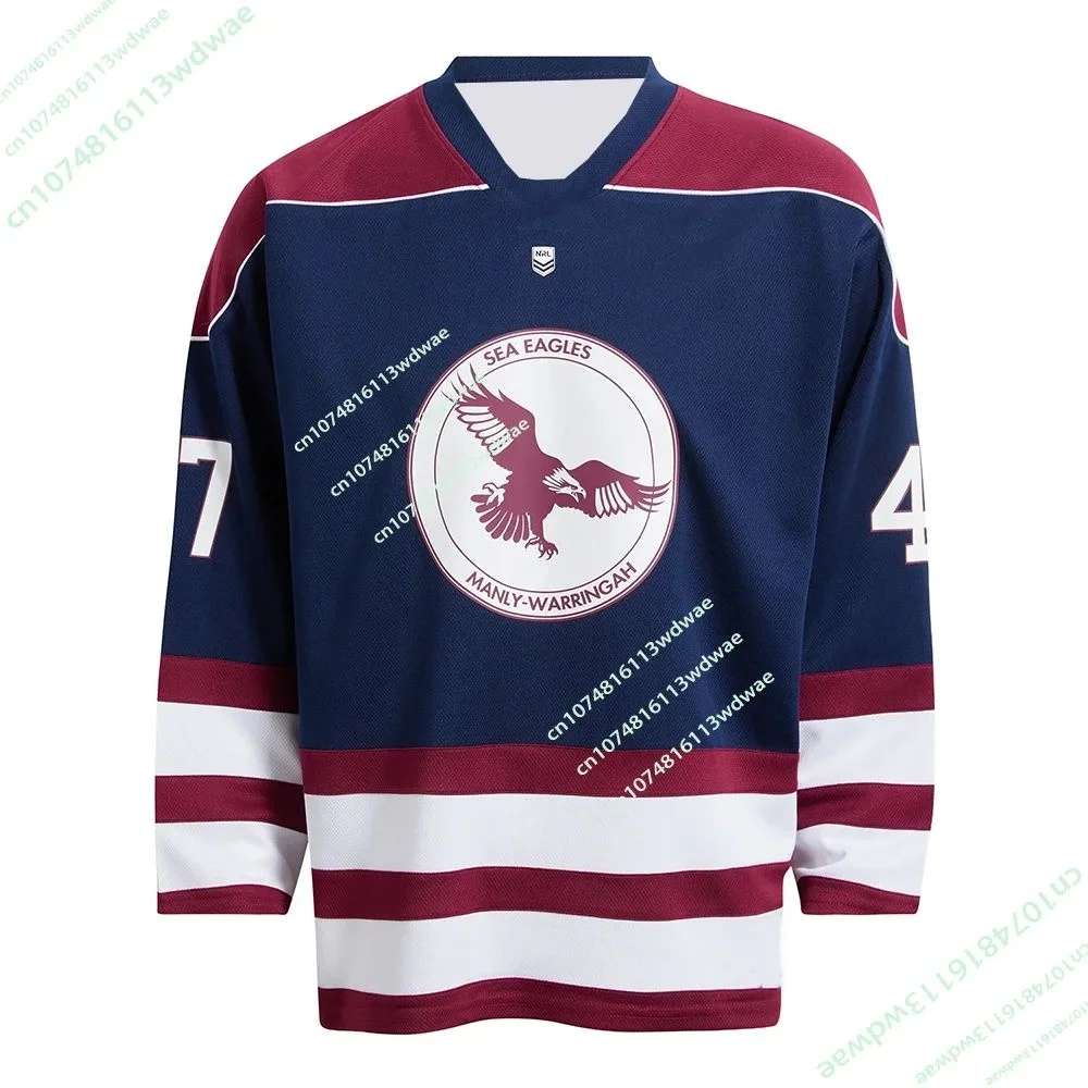 Latest 2026 NRL Australia Manly Warringah Sea Eagles Adult Ice Hockey Shirt Men's 3D Long Sleeve Adult and Children's Same Style