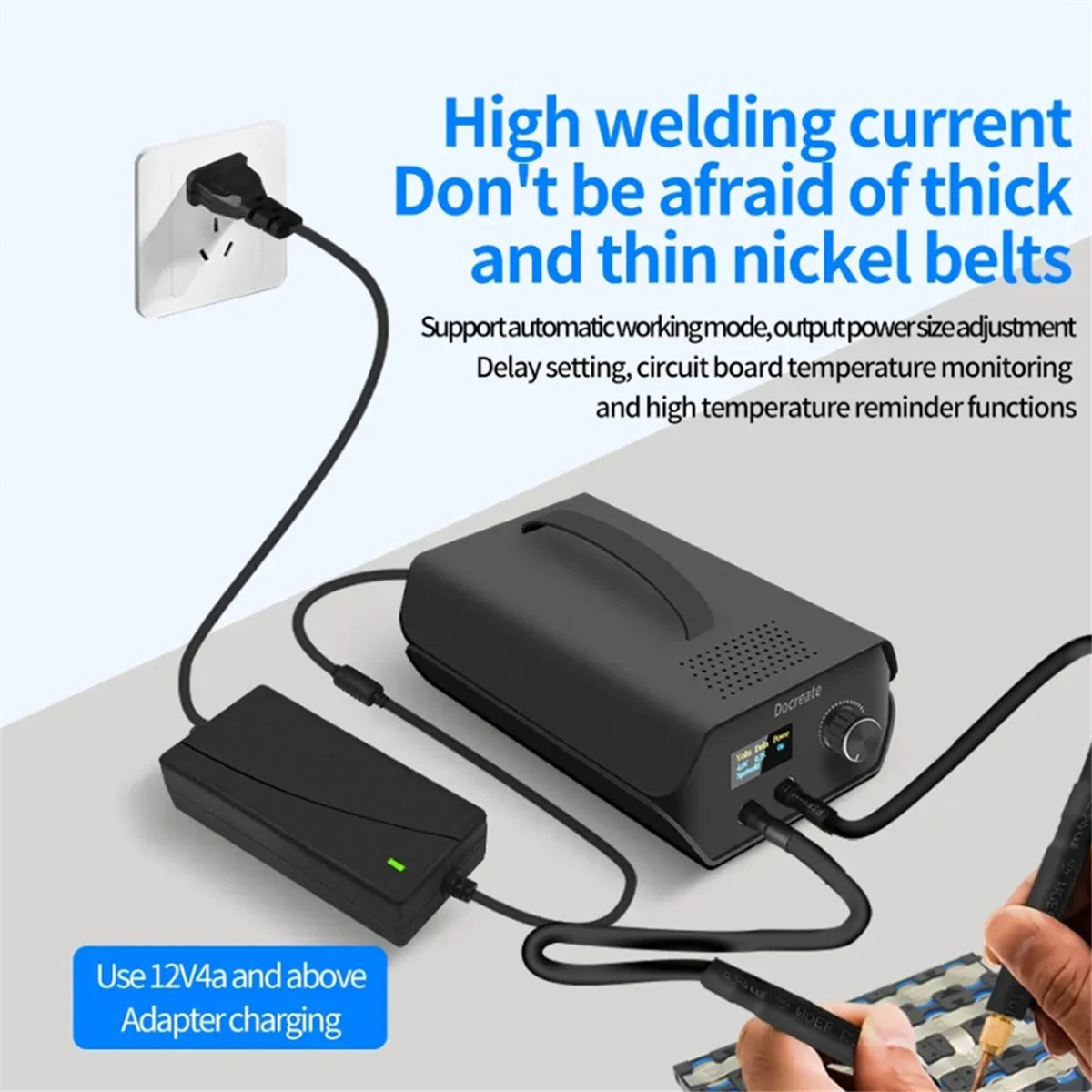 Supernew Docreate 0.3mm Spot Welder Nickel Portable Spot Welder Farad Capacitor Mini Home 18650 Lithium Battery Welder(US Plug)
