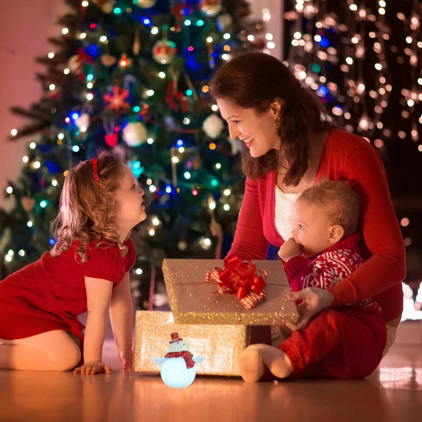 Creative Snowman Night Light Colorful Crystal Ball Table Lamp Eco Friendly Operated Home Atmosphere Decoration Bedroom