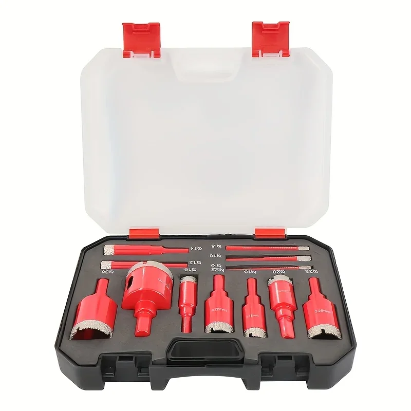 12 Pieces Diamond Hole Saw Set 6-35mm, Hard Material Core Drill Bits for Ceramic Marble Glass Drilling with Carry Case