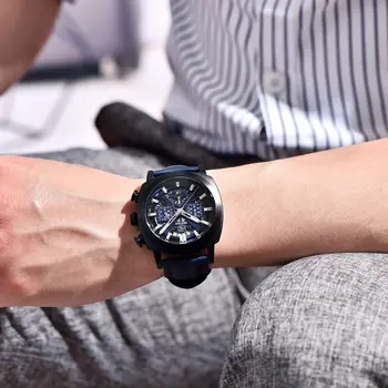 Benyar Design 2024 男士石英錶 43毫米 夜光錶盤 50米防水 防反射計時碼錶 時尚新款 8 最佳銷售 43毫米手錶 - №8