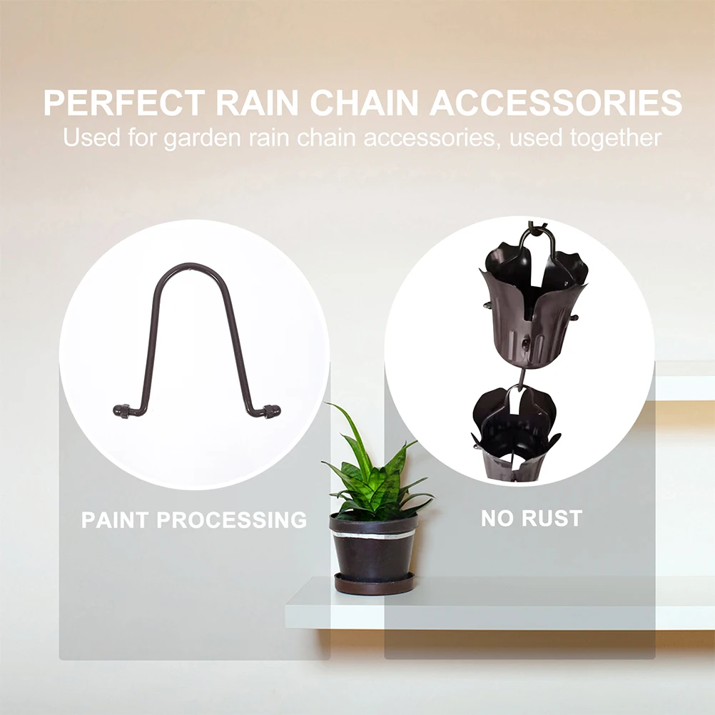 

4pcs RainChainHook GutterAdapter DownspoutBlack RustProof Portable Lightweight Storage IndoorsOutdoors
