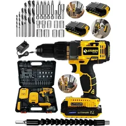 58V 6AH Metal Gearbox EXPRESS SERIES Set Impact Li-ion Double Cordless Drill 27 Piece Set useful multifunctional