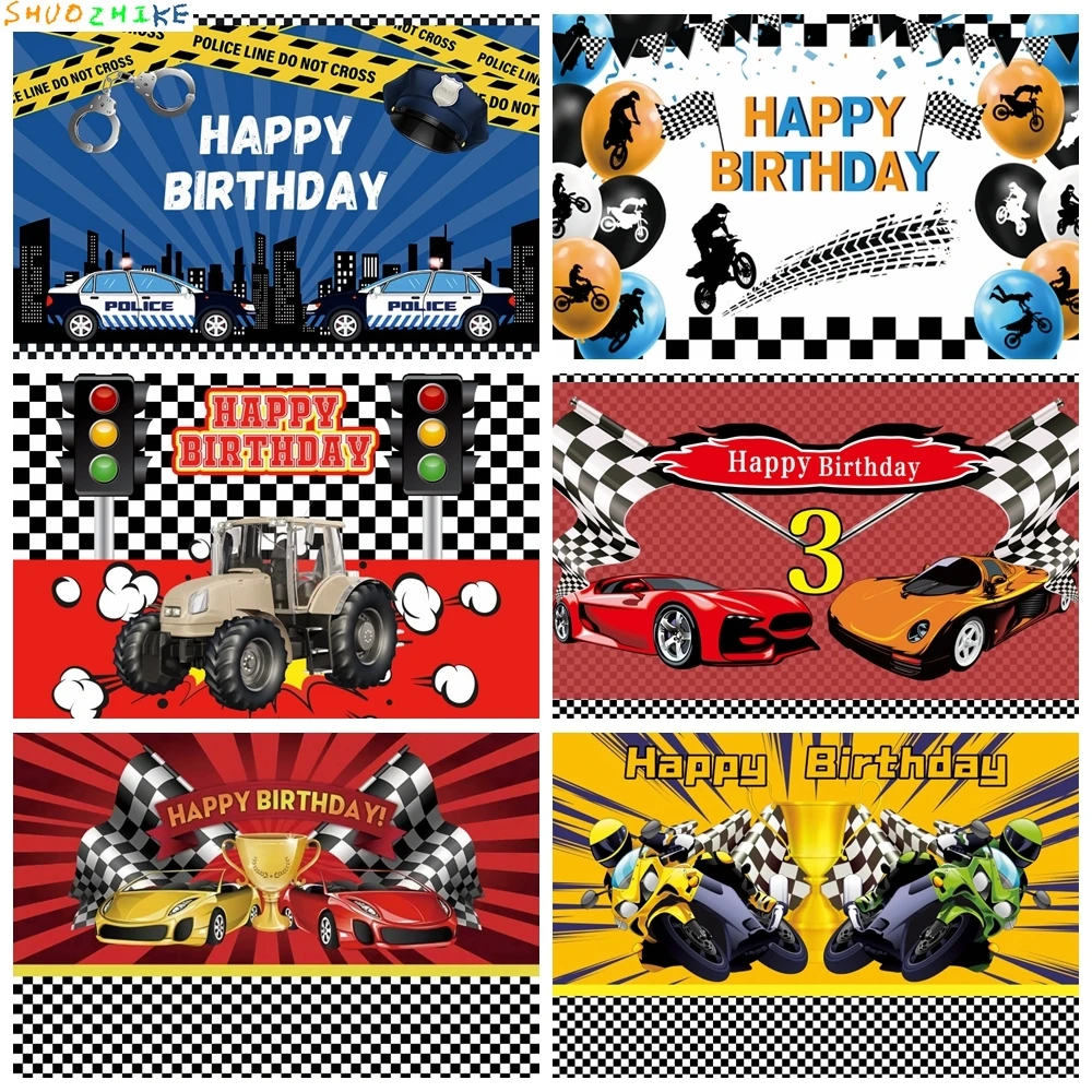 

Motocross Photography Background Blue Balloons Decor Motorcycle Themed Custom Boys Birthday Party Backdrop Photo Studio Props