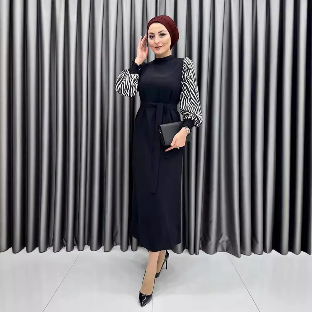 

Saudi Arabic Turkish Muslim Women Long Dress Elegant Abaya Dubai Kaftan Marocain Vestidos Eid Ramadan Islamic Jalabiya Robe Gown