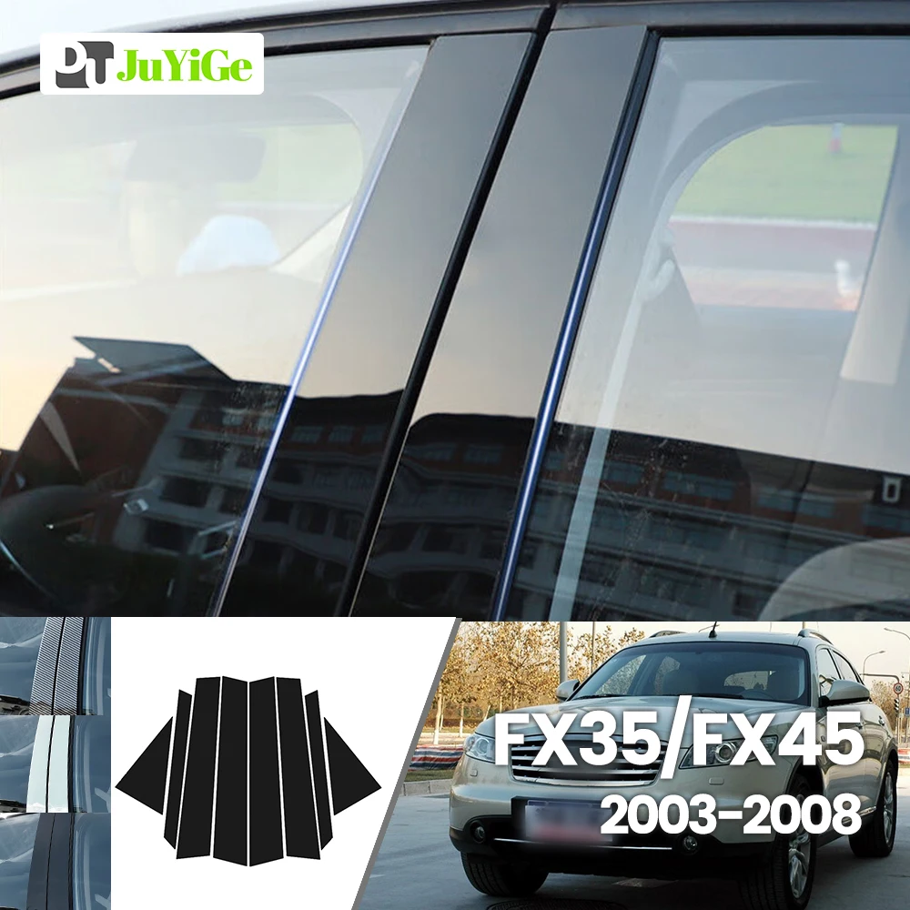 

For Infiniti FX35 FX45 2003-2008 2004 2005 2006 2007 Bright Black Carbon Fibre Window Door B C Sticker