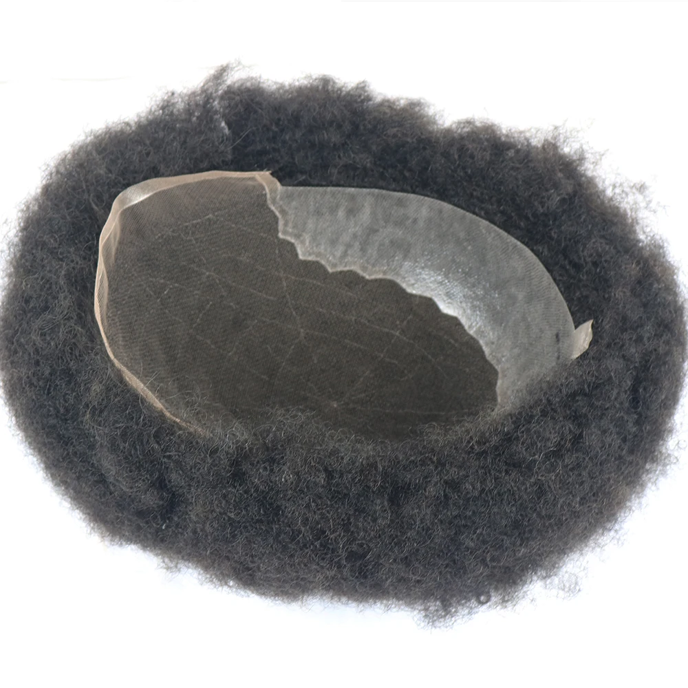 شعر بشري دانتيل PU قاعدة 6 مللي متر تصفيفة الشعر الأفرو نظام استبدال الشعر للرجال السود لتساقط الشعر شعر مستعار طبيعي غير قابل للاكتشاف