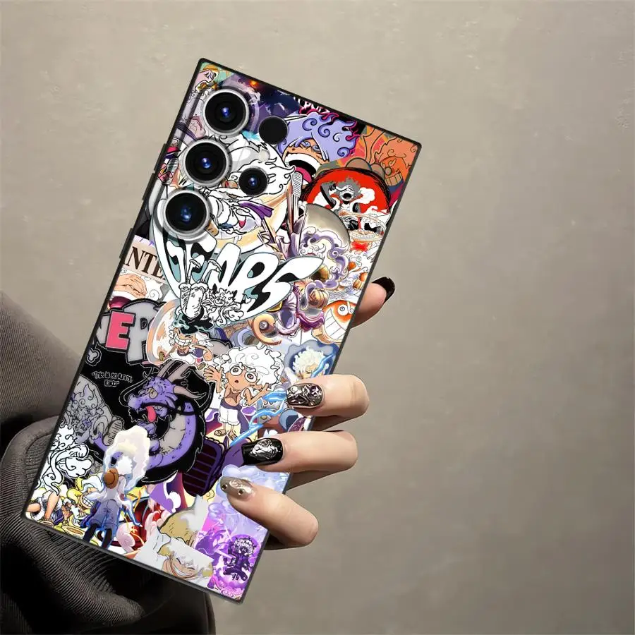 One Piece Cute Gear 5 Luffy Case for Samsung Galaxy Note S8 8 10 Plus S9 9 20 Ultra S10 Black Soft Phone Cover