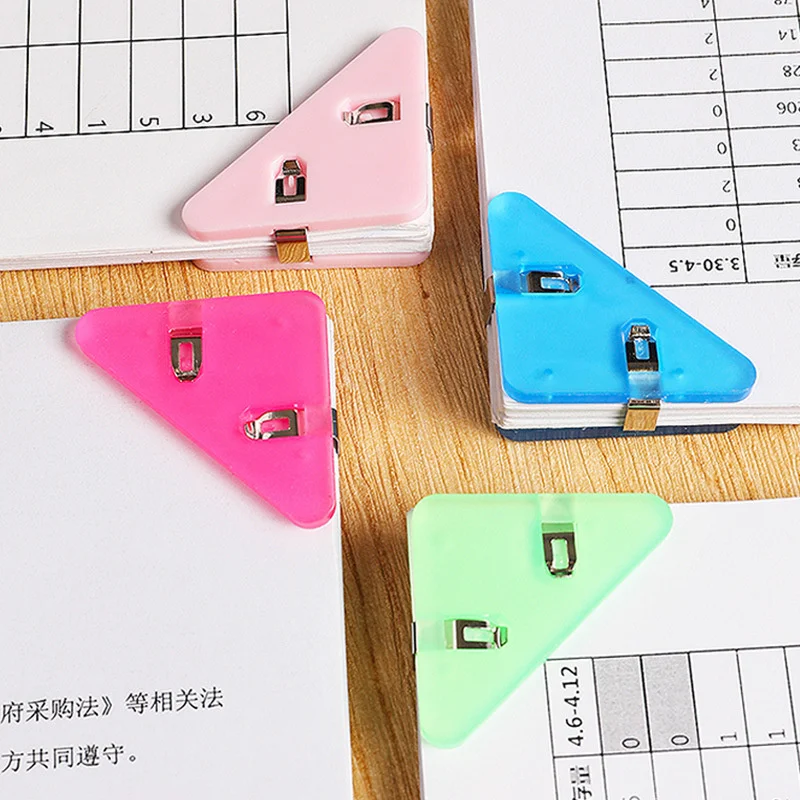 1pc Multi Color Triangular Corner Clip Multifunctional Student Book Clip Paper Storage Tool Folder Office Desktop Storage Tool